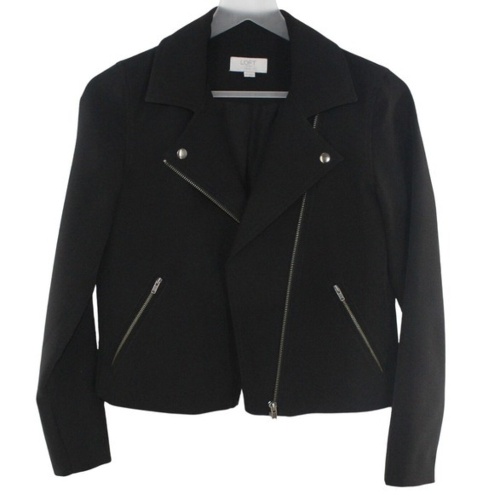 Loft Outlet Moto Jacket‎ Asymmetrical Zip Petite XSP Black